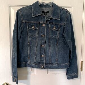 Izod Jeans Denim Jean Jacket Petite Medium Blue Wash, nwot